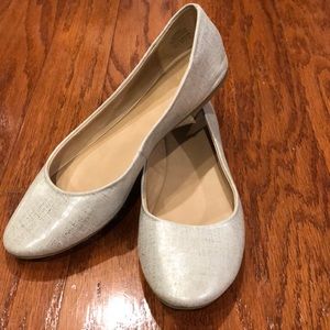 Silver Ballet Flats